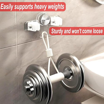 4 Pack Broom Holder Mop Hanger, No Drill Suction Cup Adjustable Organizer with Hooks Broom Hanger Organizer for Bathroom Kitchen Office Utility Room Laundry Home Garden Garage Storage Organizatin Rack