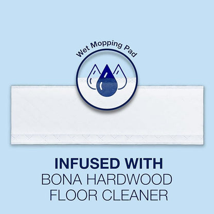 Bona Hardwood Floor Disposable Wet Cleaning Pads - 12 cleaning pads per pack - unscented - Use with Bona Mops - Residue-Free Floor Cleaning Solution for Wood Floors