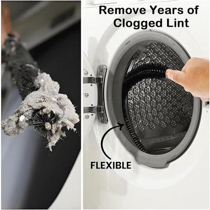Dryer Vent Cleaner Brush, Flexible Vacuum Dryer Lint Refrigerator Coil Cleaning Brush Lint Trap Cleaning Removal Tool for Trap and Duct, Wood Handle