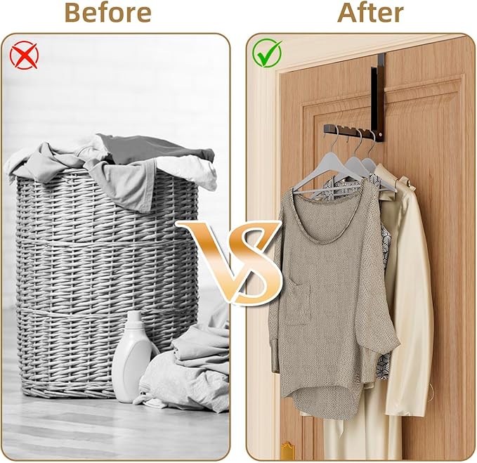Over The Door Hanger Folding Clothes Drying Rack, Folding Hanging Coat Rack for Indoor Laundry Room Compact Small Space Foldable Portable Clothing Hanger Hook Collapsible- 1 Pack（Black）