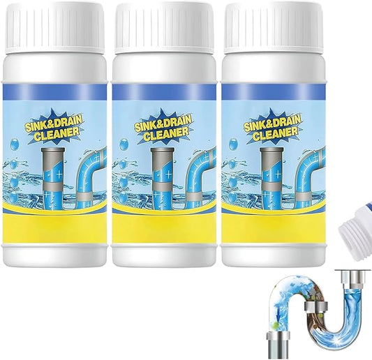 Sink & Drain Cleaner Powder, Quick Foaming Heavy Duty Clog Remover for Kitchen, Bathroom, Shower & Sewer Drains, 2026 New Multi-functional Pipeline Dredging Agent (3Pcs)