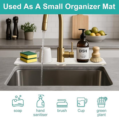 Drying Stone Faucet Mat for Kitchen Sink Trays Diatomite Quick Dry Around Faucet Mats Absorbent Drying Mat for Kitchen Counter Water Absorbing Stone Tray for Bathroom Sink Protector Splash Guard