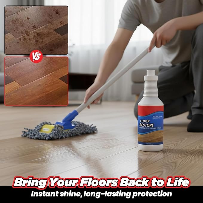 Floor Restore Cleaner, High Solid Content Floor Polish for Shine Renewal & Protective Layer, Helps Conceal Small Scratches, Quick-Drying Protective Finish (2 PACK)