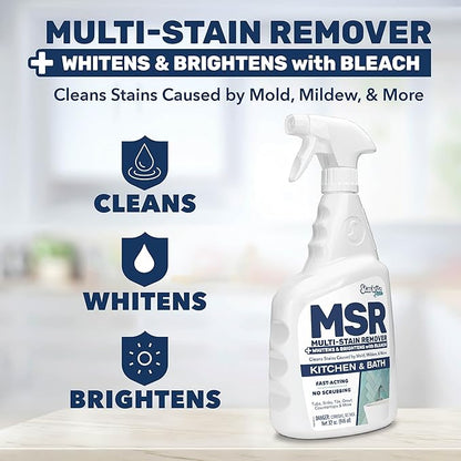 STAR BRITE Home MSR Multi-Stain Remover with Bleach - Fast-Acting Cleaner for Kitchen & Bath - Whitens, Brightens and Removes Stains and Scum on Grout, Tile, Sinks and Countertops