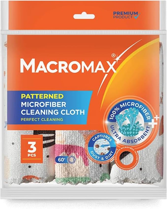 Patterned Microfiber Cleaning Cloth 3‑Pack – Ultra Absorbent, Lint‑Free Reusable Towels for Dusting & Polishing – Soft Non‑Scratch Cloths for Glass, Wood, Furniture & Counters