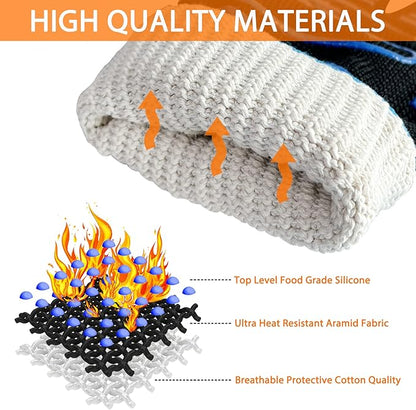 BBQ Gloves, Oven Gloves Original 2 Pack1472℉ Extreme Heat Resistant, Grilling Gloves Silicone Non-Slip Oven Mitts, Kitchen Gloves for BBQ, Grilling, Cooking, Baking