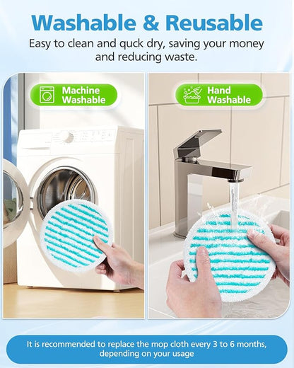 iSingo 6 Pack Mop Pads Replacement Compatible with Pursteam ScrubMaster Steam Mop Cleaner, Washable & Resuable Microfiber Mop Head Refills