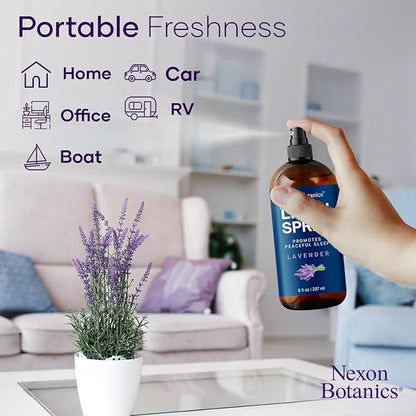 Lavender Linen Spray 8 fl oz - Refreshing Fabric Refresher & Pillow Spray for Bedding, Bed Sheets & Room - Soothing Room Mist - Nexon Botanics