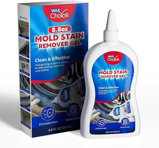 W&E Choice Stain Remover Gel Cleaner for Shower, Bathroom Tile Grout and Caulk - Heavy Duty Cleaner for Front Load Washing Machine Rubber Seal - No Scrubbing Gel Formula, 8.8 Fl Oz