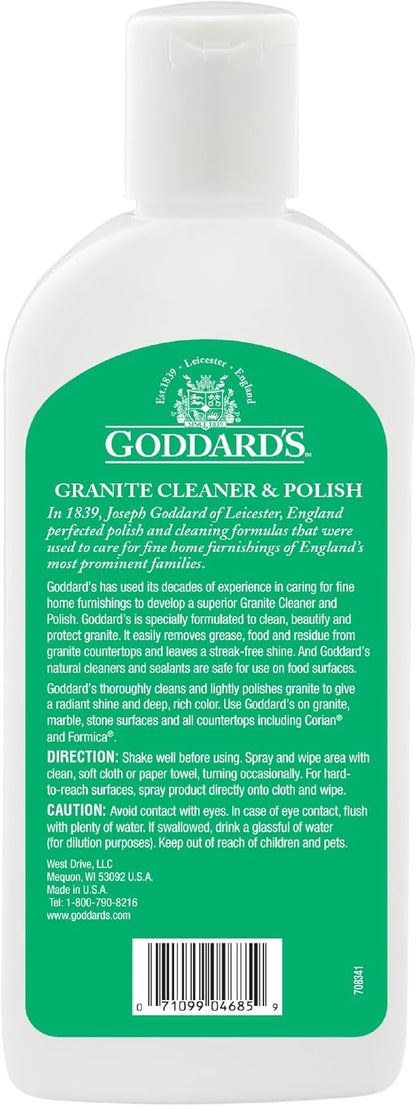 Goddard's Granite & Marble Polish - Clean and Shine Countertops, Tile, and Stone with Carnauba Wax - Water Stain Protection, 8oz