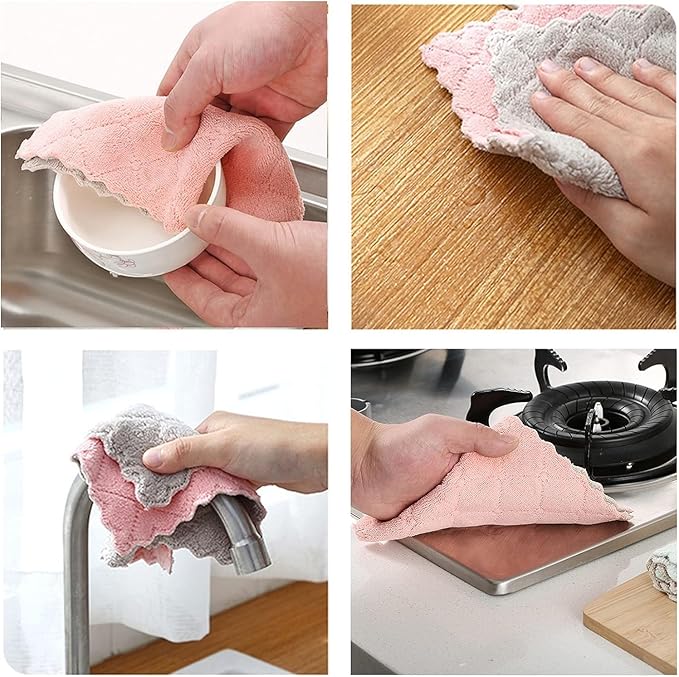 24 Pack Kitchen Cloth, Microfiber Dish Towels Washcloths, Super Absorbent Coral Velvet Dishtowels, Premium Cleaning Cloths,Non-Stick Oil Quick Dry Dish Towels, Soft Tea Towel, Table Cleaning Cloths.