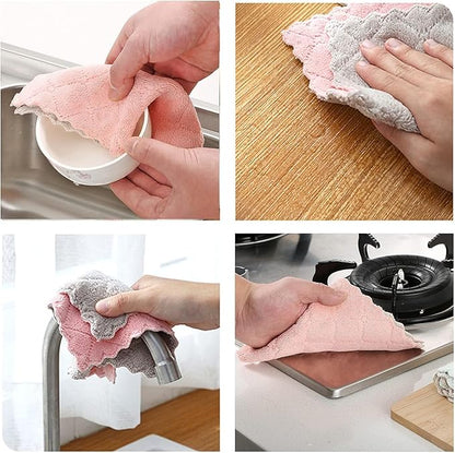 24 Pack Kitchen Cloth, Microfiber Dish Towels Washcloths, Super Absorbent Coral Velvet Dishtowels, Premium Cleaning Cloths,Non-Stick Oil Quick Dry Dish Towels, Soft Tea Towel, Table Cleaning Cloths.
