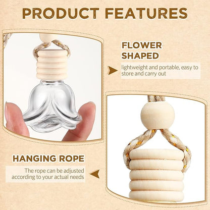 BBTO 50 Pcs Hanging Car Air Freshener Car Diffuser Bottles Empty Glass Perfume Bottle Freshener Diffuser Bottle Pendant for Essential Oil Fragrance Aromatherapy Ornament(Rose)