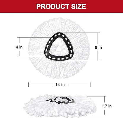 4 Pack Mop Heads Replacements for O-Ceda Easy Wrin Spin System, Microfiber Refills, Easy Cleaning Mop Repalce Head