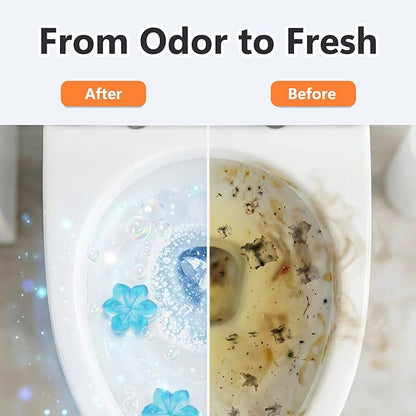 Li&Zhao Toilet Gel Stamps 5 Pack with 5 Different Long-Lasting Refreshing Scents, Flower Shaped Toilet Bowl Cleaners Gel for Interior Cleaning, Includes Gel Thruster