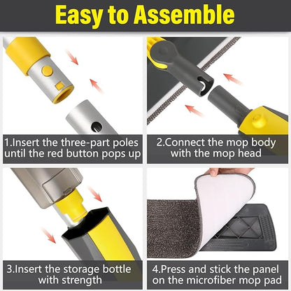 Mops for Floor Cleaning, Spray Mop with 400ml Refillable Bottle and 2 Replacement Pads Dry Wet Floor Household or Commercial Hardwood Laminate Tile Ceramic