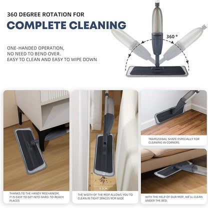 Spray Mop for Floor Cleaning with 360° Rotation - Multi-Surface Floor Cleaner for Wet/Dry Mopping Lightweight Handle for Kitchen Bathroom Hardwood&Tile Floors
