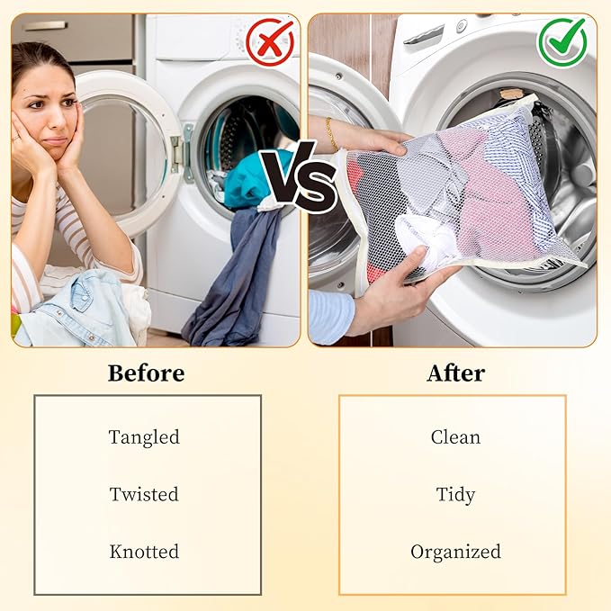 Tyqour 4PCS Mesh Laundry Bags for Washing Machine Hanging Laundry Hamper Delicates Laundry Bag with Handles (S/M/L/XL) Zipper Opening Wash Bag for Coat Sweater Lingerie Sock Sheet