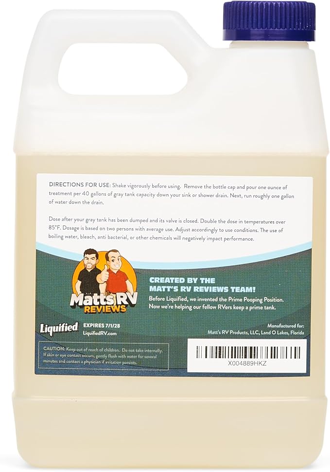 Liquified RV Toilet Treatment - Gray Holding Tank Digester - Odor Eliminator - Lemon Scent - Matts RV Reviews - 3 Pack