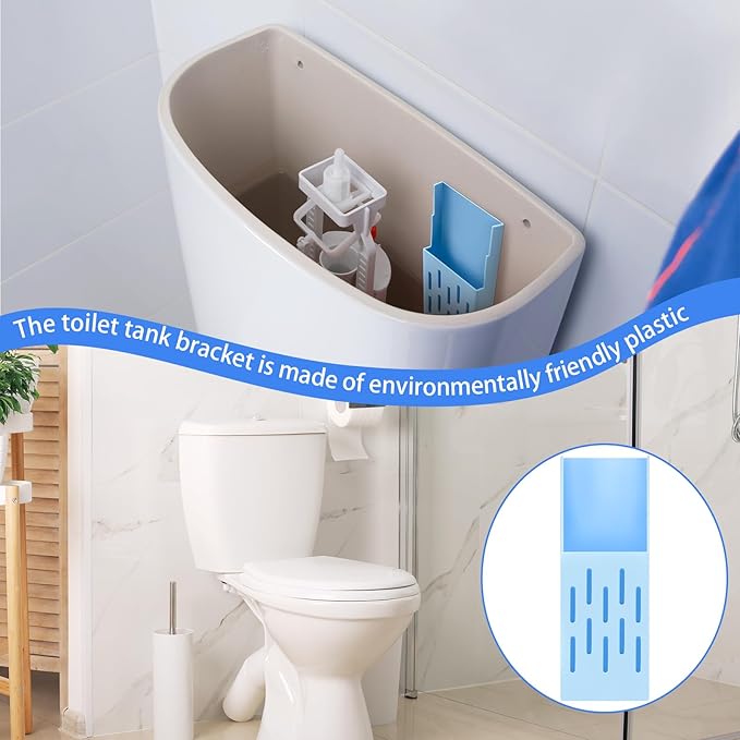 Weysat 2 Sets Toilet Tank Carrier with Adhesive Backing 3.2 x 9 Inch Toilet Tank Cleaner Bracket Can Holder Collect The Left After The Blue and Bleach Tablets Are Dissolved
