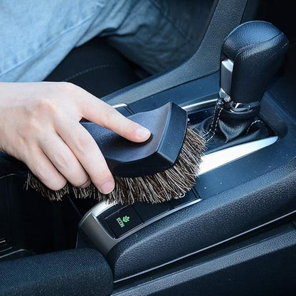 JSCARLIFE Long Bristle Horse Hair Leather Cleaning Brush, Heavy Duty Scrub Brush for Car Interiors, Furniture, Carpet, Sneakers, Boots, and More