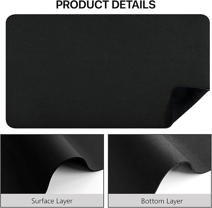 Dish Drying Mat Super Absorbent Dish Drying Mat Coffee Bar Accessories,Drying Mats for Kitchen Counter, Fit Under Coffee Maker, Pot, Dish Rack,12"x19", Black
