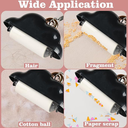 Mini Lint Roller Travel Size, Reusable Pet Hair Remover, Portable Lint Roller for Clothes with 150 Sheets Refillable (Blue&Black)
