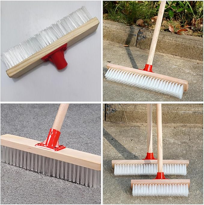 BESPORTBLE Hard Bristle Floor Scrub Brush with 40cm Long Handle, Sturdy Nylon Decking Brush for Patio, Bathroom, Outdoor and Carpet Cleaning