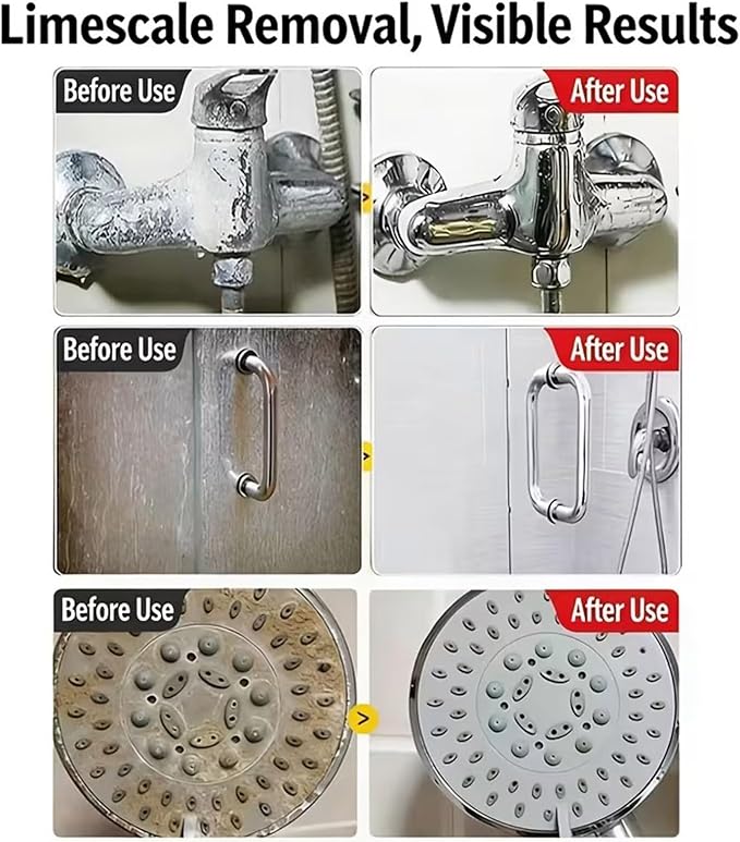 Bathroom Shine Formula - 150ml Anti-Scale Liquid, Scrubbing Cloth with Polishing Aid, Sink Tap Restoration Pack, Glass Panel Ceramic Appliance Renewal, Home Living Room Kitchen Works