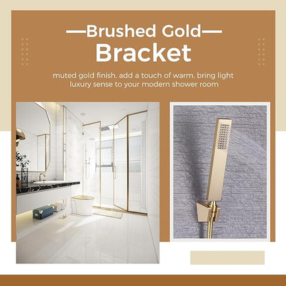 Hand Held Shower Bracket with Two Slot, Aomasi Handheld Shower Head Hose Hanger, ABS Plastic Bidet Sprayer Handle Holder Wall Mount, Brushed Gold