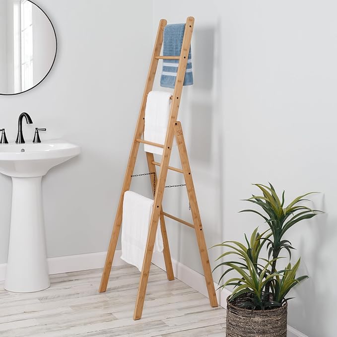 Honey Can Do Bamboo Clothes Drying Ladder Rack DRY-09387 Natural