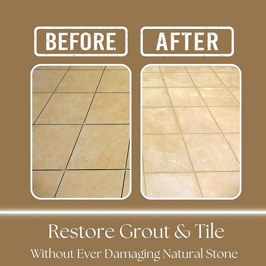 GEODE Natural Stone Grout Cleaner for tile floors - non-damaging, deep cleaner safe for Marble, Limestone, Travertine, Ceramic - Industrial Strength Tile, Stain Remover, Powerful Formula (Gallon)