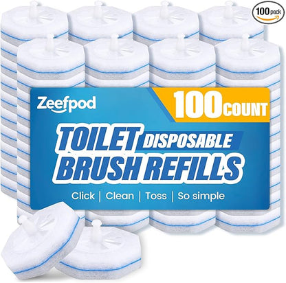 100 Count Disposable Toilet Brush,Toilet Cleaner Wand Refills Compatible with Most Toilet Brushes- No Falling Apart, Fresh Fragrance，4X Cleaning Power，Bathroom Cleaning.