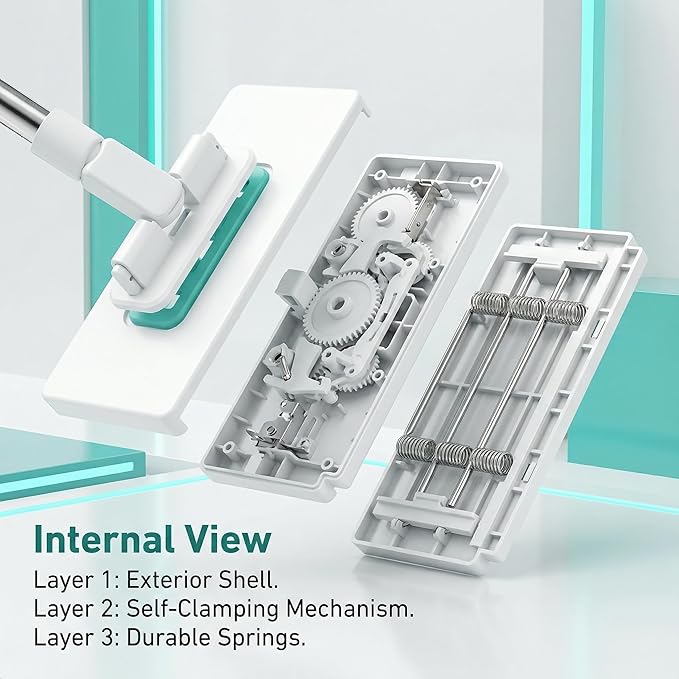 2026 New Lazy Mop Clip-on , Reusable Mini Mop with 4 Reusable Cloths, Automatic Cloth Change Function, Wet and Dry Dual Use, Zero-Touch Cloth Operation, Ideal for Floors and Walls