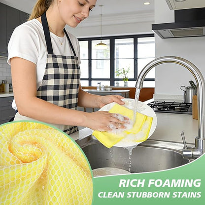 SINLAND Microfiber Dish Cloth for Washing Dishes Dish Washing Rags Best Kitchen Washcloth Cleaning Cloths Wash Cloths with Poly Scour Side 12Inchx12Inch 10 Pack Yellow