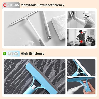 3 in 1 Window Cleaning Scraper,3 in 1 Spray Squeegee,2025 New with Brush and Built-in Spray BottleAll-Purpose,All-Purpose Window Cleaner Tool (Yellow)