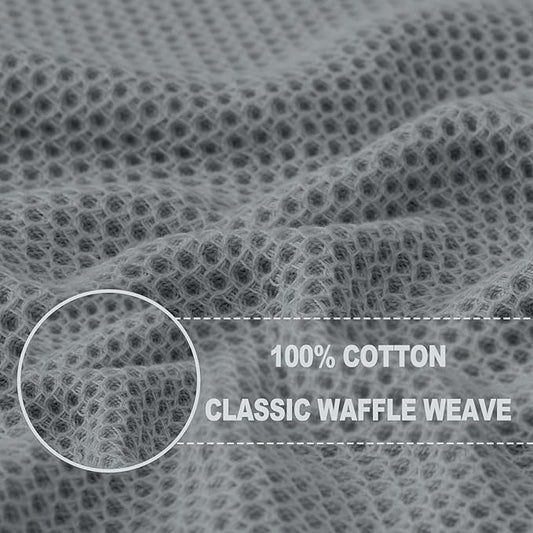Homaxy 100% Cotton Waffle Weave Kitchen Dish Towels, Ultra Soft Absorbent Quick Drying Cleaning Towel, 13 x 28 Inches, 4-Pack, Grey