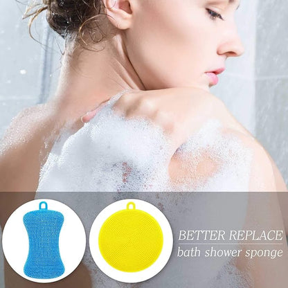 8 Pieces Silicone Sponge Silicone Scrubber Dish Brush Cleaning Sponges Circular and Soap-Shaped Silicone Dishwashing Brush Pad Double Sided Silicone Brush for Kitchen Dishes Fruits Vegetables