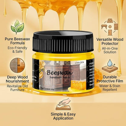 CARGEN Beeswax Furniture Polish, Wood Seasoning Beeswax for Furniture Wood Wax for Dining Table Floor Doors Chairs Cabinets to Protect and Care 5pcs Beeswax Polish and 3pcs Sponges