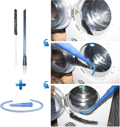 Dryer Vent Cleaner Kit & Refrigerator Condenser Coil Brush-Dryer Lint Brush Vent Trap Cleaner-Vacuum Attachment for Small Crevice-Dryer Cleaner Brush