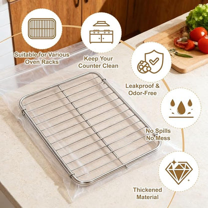 10 PCS No Scrub Oven Rack Cleaning Bags – Thickened Reusable Leak-Resistant PE Bags for Deep Soaking Grill Grates, Heavy-Duty Cleaning Bags for BBQ Grills,Metal Grates (19.6 × 27.5 in)