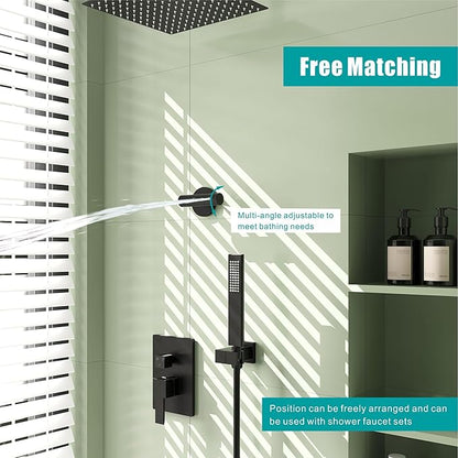 SKOWLL Shower Body Jets High Pressure Shower Heads Massage Jet Wall Mount Sprayer, 360° Rotation Full Body Shower, Powerful Jets, Matte Black