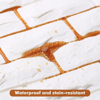 Circloophs 20 Pcs 3D Wall Panels Peel and Stick, White Brick 3D Wallpaper Stick and Peel Self Adhesive Waterproof Foam Faux Brick Paneling for Bedroom, Bathroom, Kitchen, Fireplace (19.38 sq ft)