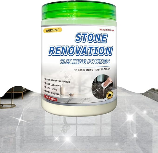 200g Stone Cleaner Granite Cleaner Marble Polish Travertine Countertop Cleaning Polishing Powder Marble Stain Remover Powder Tile Floor Care Waterless Polishing (Comes with Sponge Wiper & Glove)