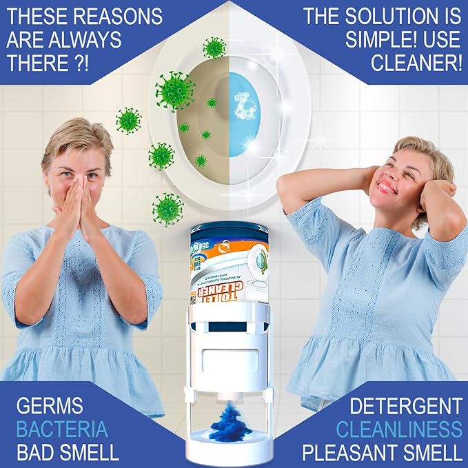 eHouse Automatic Toilet Cleaner with Refill — Flush-Activated Toilet Bowl Cleaner, Household Cleaning Solution - Toilet Cleaners for Hard Water, Removes Rust & Limescale, Fresh Lemon Scent.