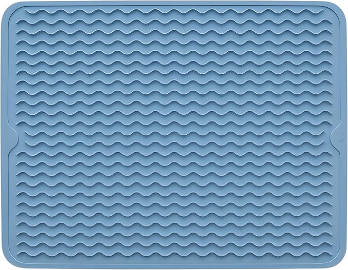 Silicone Drying Mat 16 × 12 – Royal Blue Non-Slip Sink Mat for Kitchen Counter, Heat-Resistant Food-Grade Dish Pad, Easy-Clean Multipurpose Drawer Liner (Royal Blue, 16" x 12")