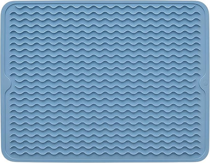 Silicone Drying Mat 16 × 12 – Royal Blue Non-Slip Sink Mat for Kitchen Counter, Heat-Resistant Food-Grade Dish Pad, Easy-Clean Multipurpose Drawer Liner (Royal Blue, 16" x 12")