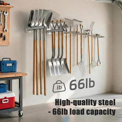 Extra Wide Tool Rack Wall Mount – Heavy Duty Shovel Holder for Garage, Shed & Barn, Powder Coated Steel Organizer for Shovels, Rakes, Brooms, Truck Storage (3.5 x 4.5 x 17.3 in, 2 Pack)