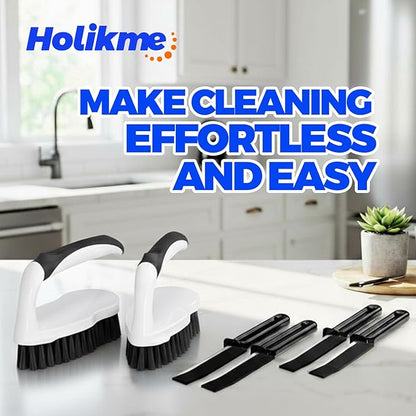 Scrub Brush - 6 Pack, Scrub Brushes for Cleaning, Heavy-Duty Scrub Brush, Stiff Bristles Cleaning Brush, for Kitchen, Bathtub, Floor and Wall Surfaces, Black