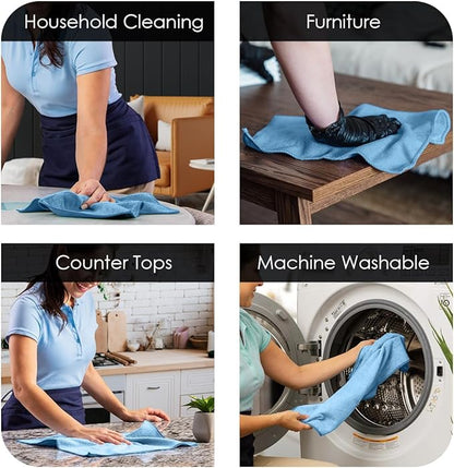 Avalon Towels Microfiber Cleaning Cloths (Value Pack of 100) - Size 12 x 12 Inches, Highly Absorbent Cleaning Rags, Lint Free, Reusable and Washable, Microfiber Towels for Cars